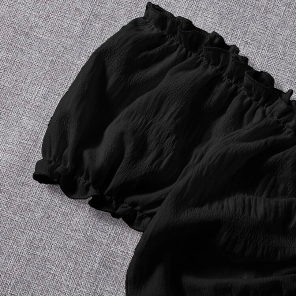 Frilled off shoulder ruched drawstring top size medium